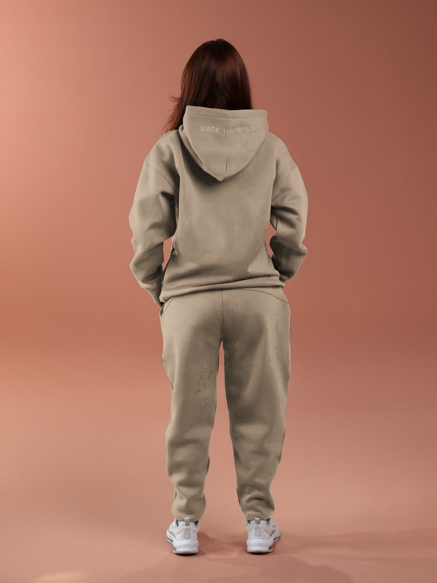 Oversized Zip Up Hoodie - Women Mushroom Beige