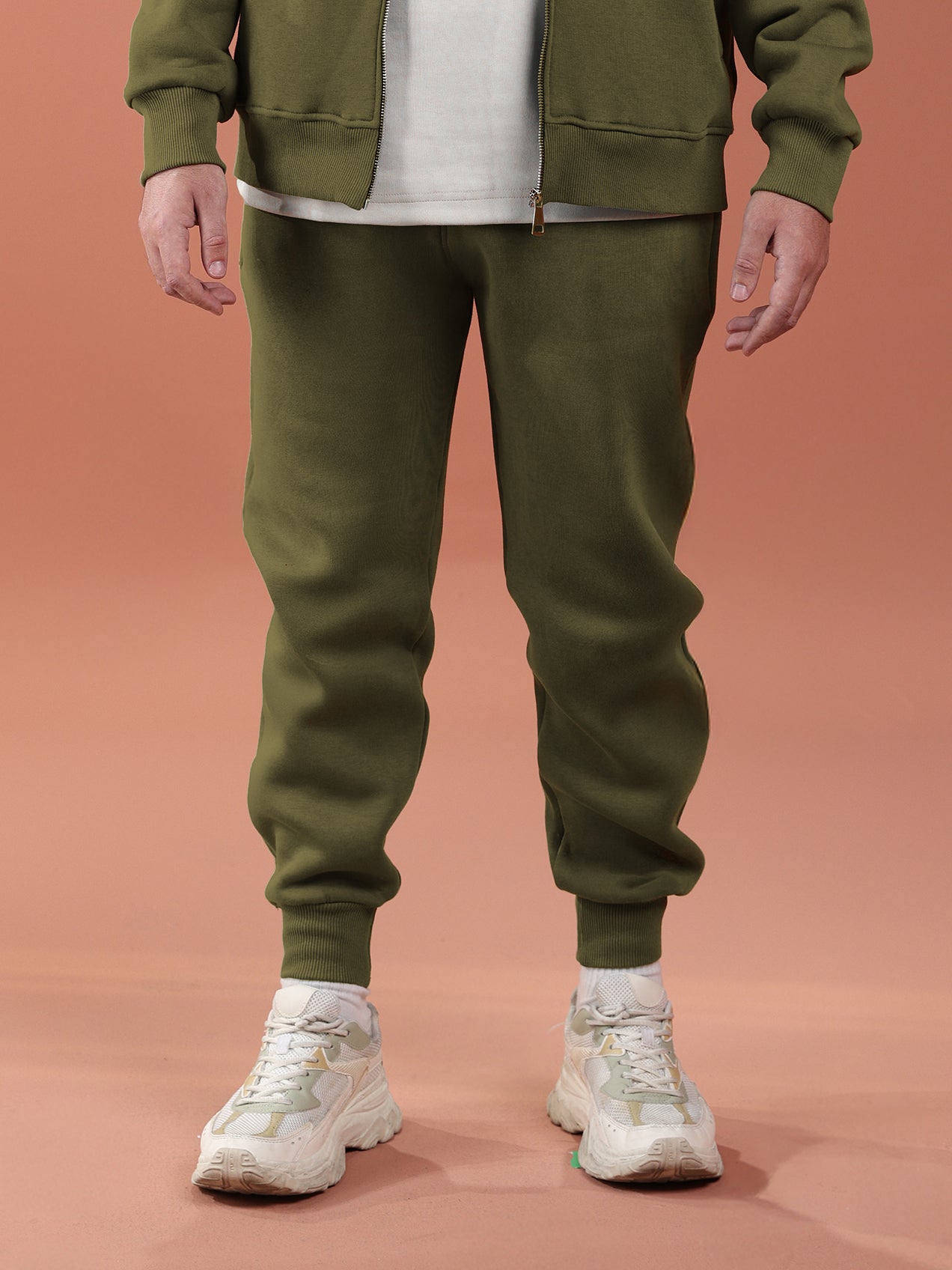 Regular Fit Joggers - Men Olive Green