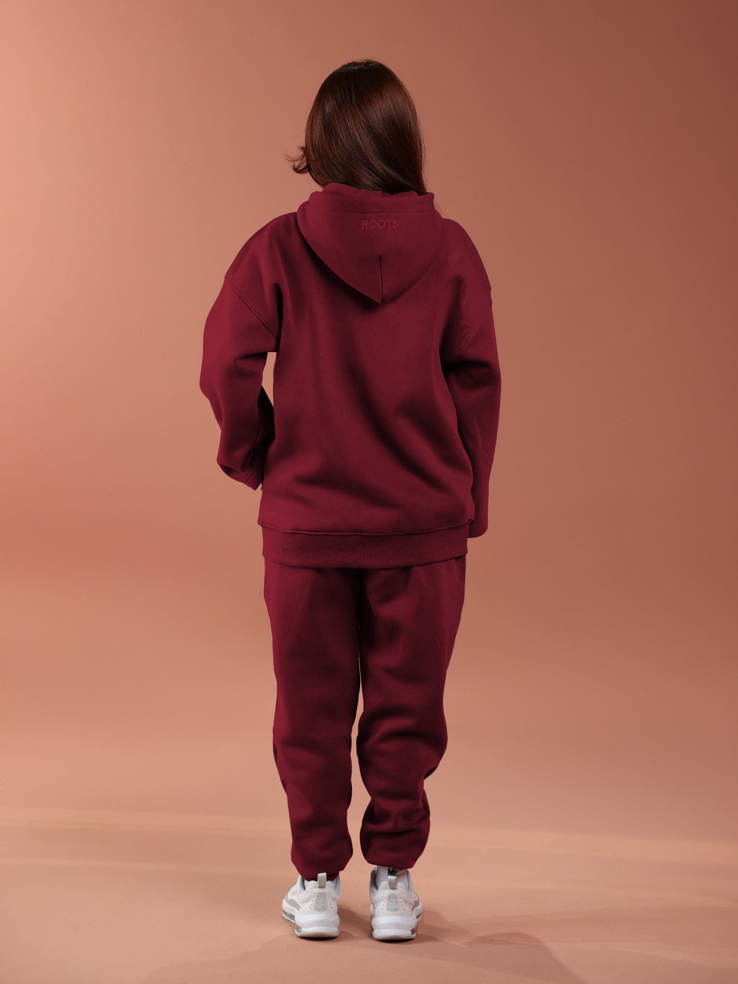Oversized Zip Up Hoodie - Women Burgundy