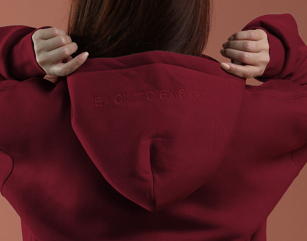 Oversized Zip Up Hoodie - Women Burgundy