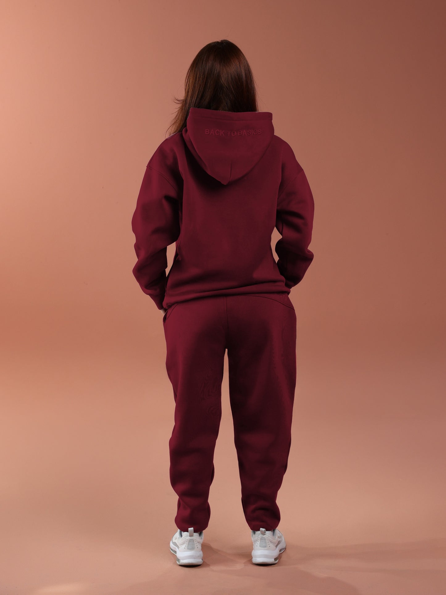 Oversized Zip Up Hoodie - Women Burgundy