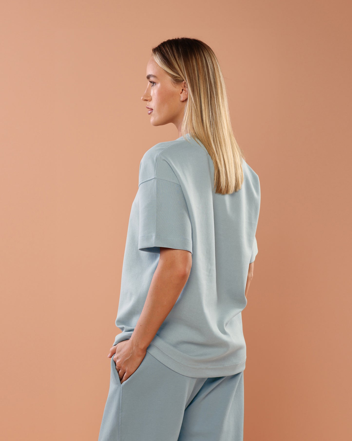 Sky Blue Oversized T-Shirt With Patch