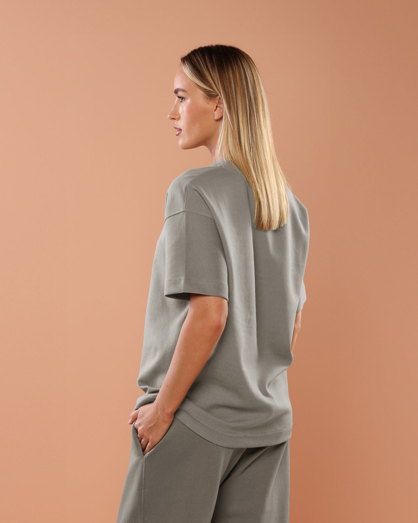 Stone Grey Oversized T-Shirt With Patch