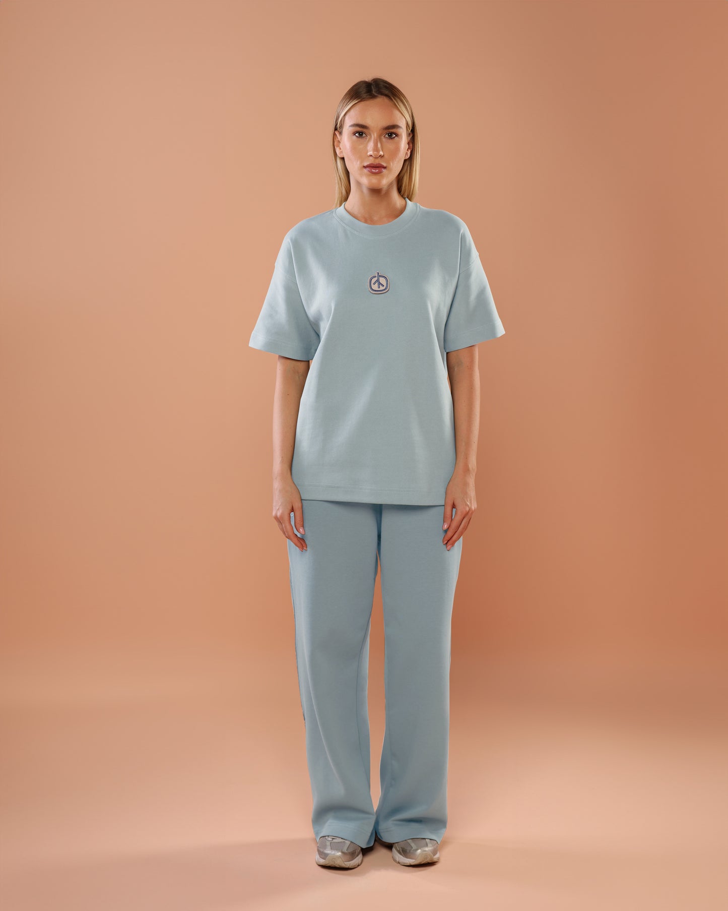 Sky Blue Oversized T-Shirt With Patch