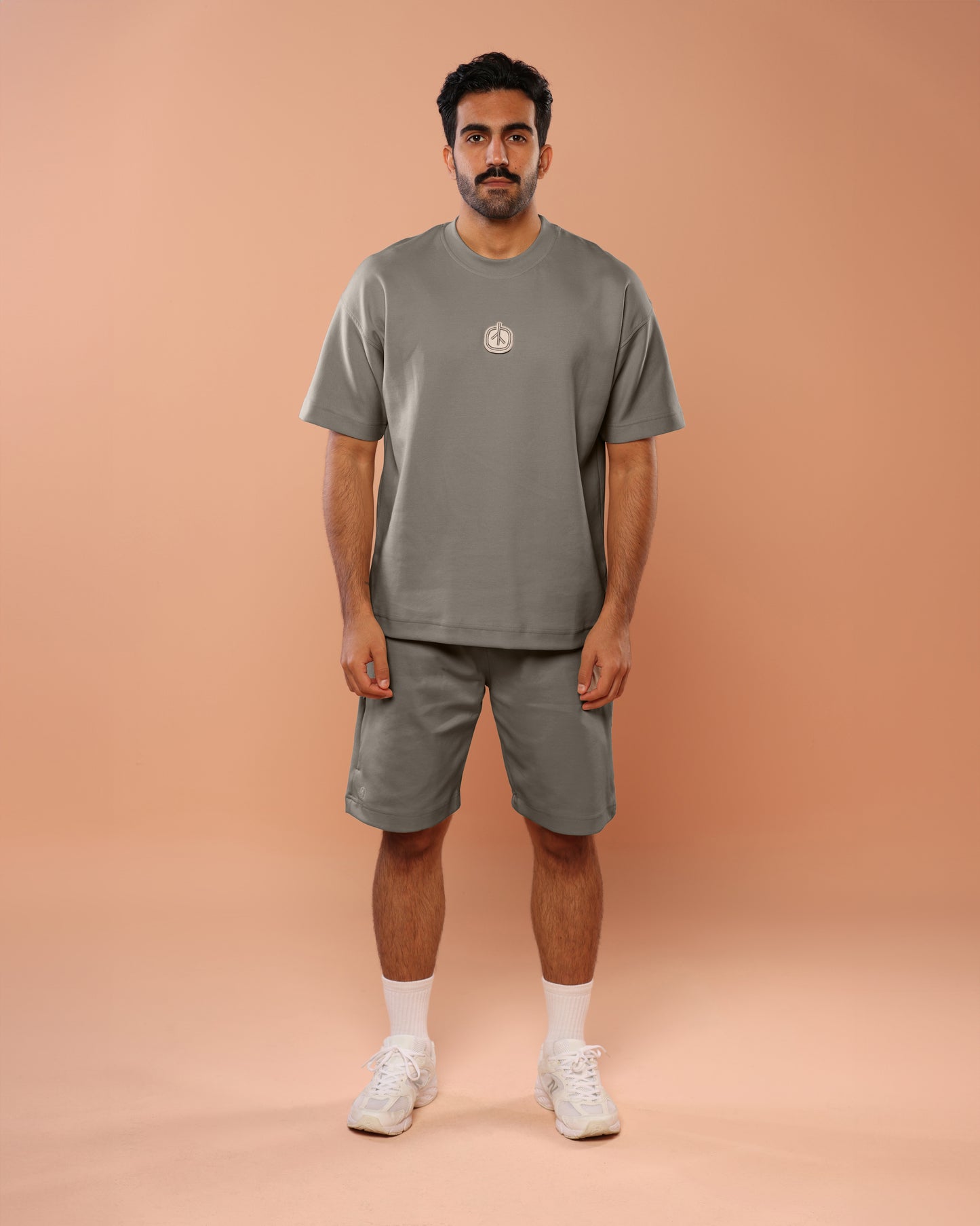 Stone Grey Oversized T-Shirt With Patch