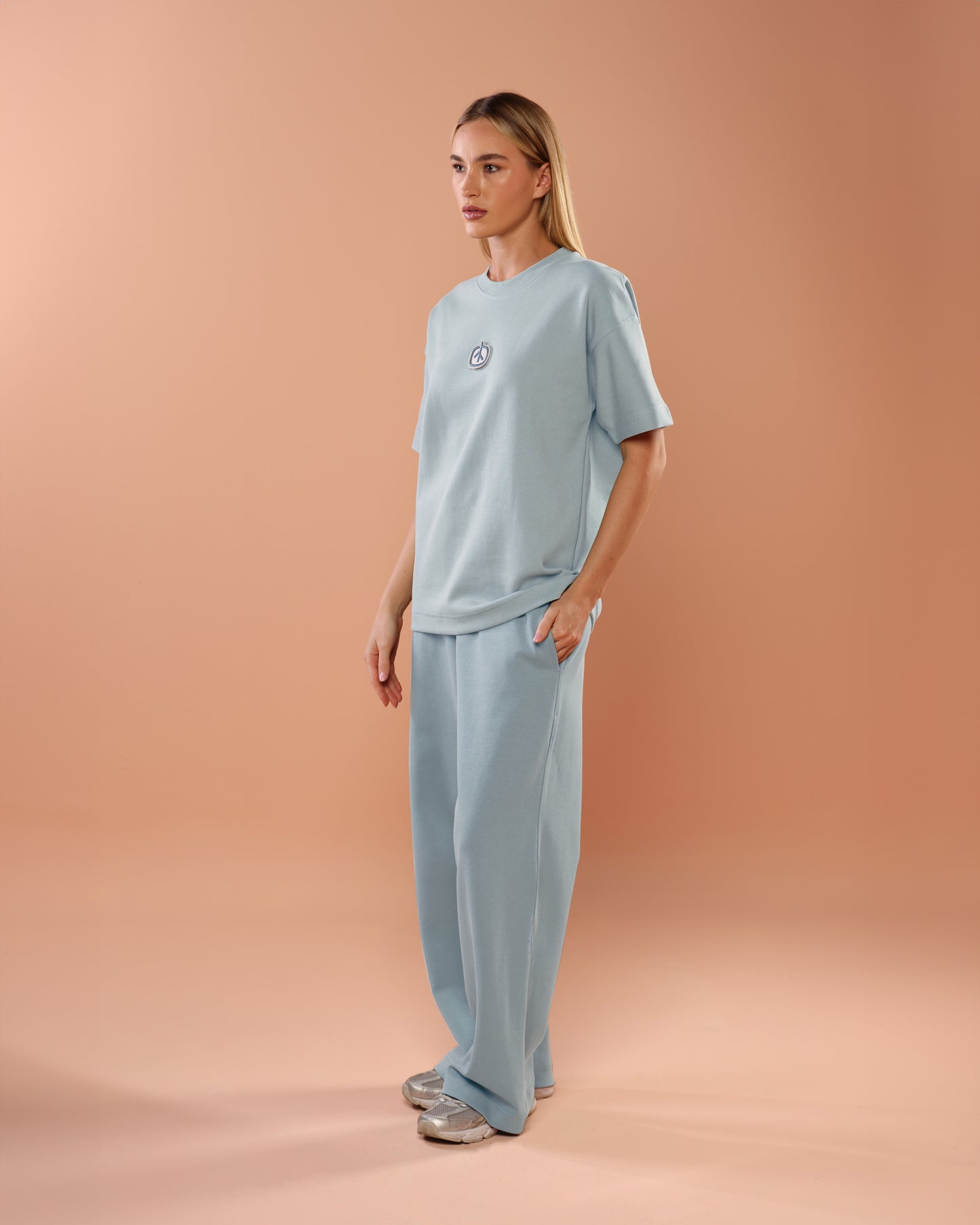 Sky Blue Oversized T-Shirt With Patch