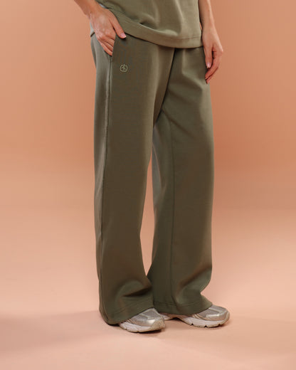 Olive Green Wide Leg Joggers