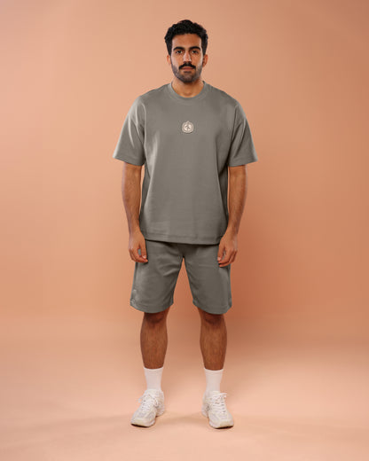 Stone Grey Oversized T-Shirt With Patch