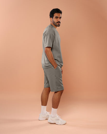 Stone Grey Oversized T-Shirt With Patch