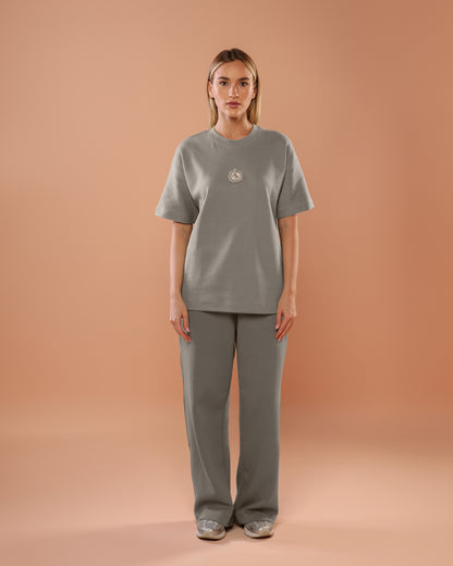 Stone Grey Oversized T-Shirt With Patch