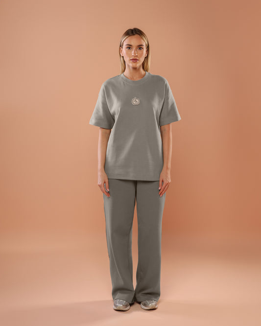 Stone Grey Oversized T-Shirt With Patch
