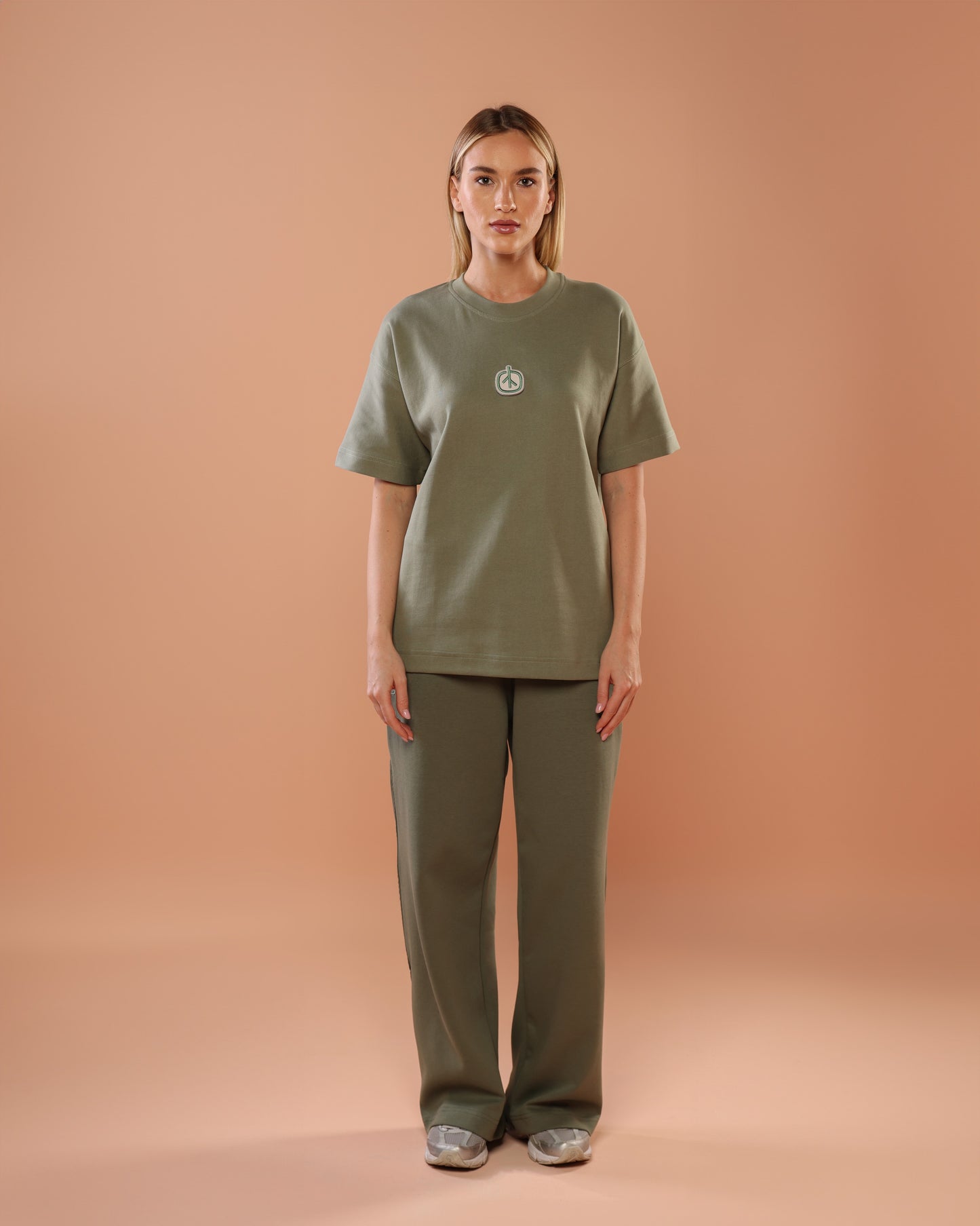 Olive Green Oversized T-Shirt With Patch