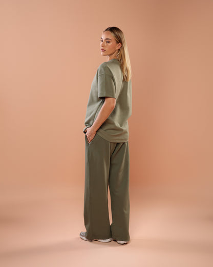 Olive Green Wide Leg Joggers