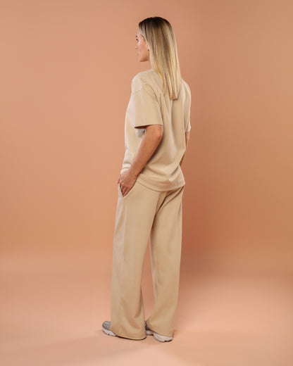 Sand Beige Wide Leg Joggers