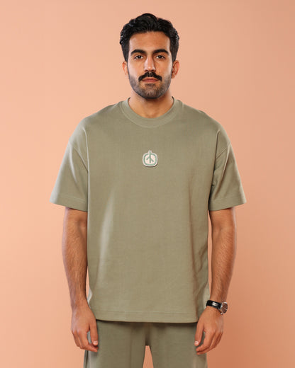 Olive Green Oversized T-Shirt With Patch