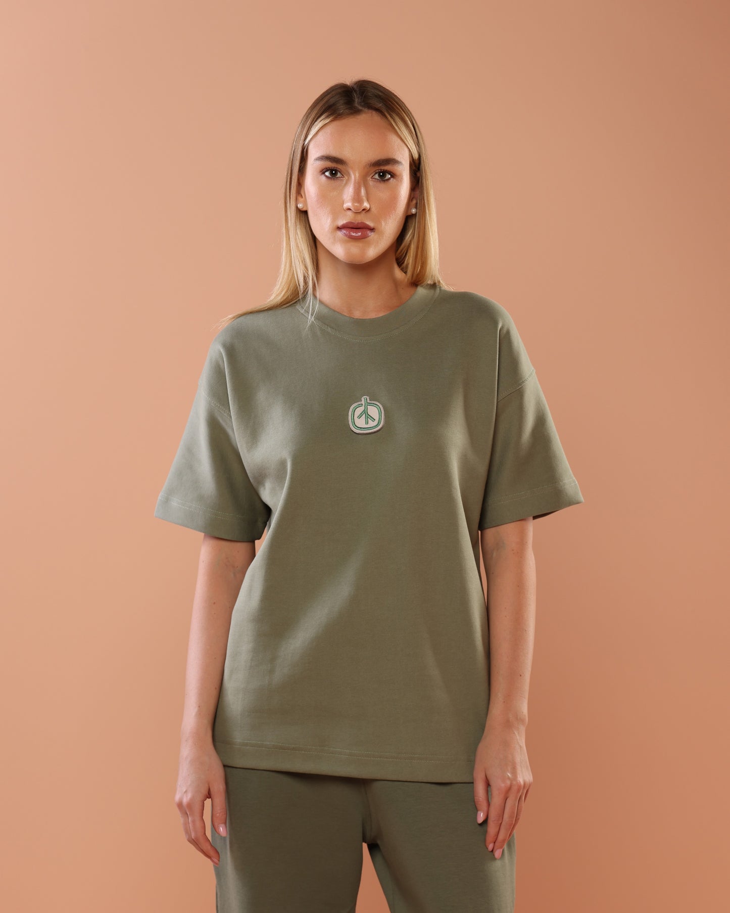 Olive Green Oversized T-Shirt With Patch